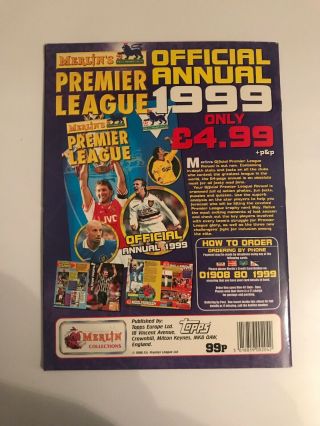 Merlin Premier League Kick Off 1998/99 Football Sticker Album Book Complete 2