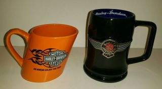 Two Official Licensed Harley Davidson Coffee Cups Fat Boy & Enjoy The Ride