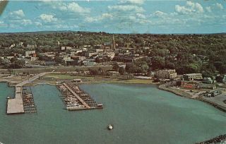 Petoskey Mi 1964 Aerial View Of City On Little Traverse Bay Vintage Michigan 559