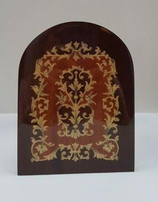 Vintage Foldable Hinged Varnished Marquetry Brown Wooden Bookend