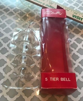Vintage Silvestri 5 Tier Glass Bell Ornament Clear Christmas Chime Box