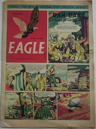 1950.  Vintage " Eagle " Comic Vol.  1 10.  Dan Dare.  Cutaway Of A Steam Locomotive.
