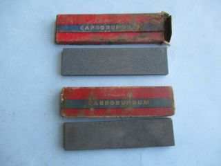 2 Vintage Carborundum Knife Sharpening Honing Oil Stones 146
