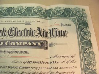A NICE1907 CHICAGO York ELECTRIC AIRLINE RAILROAD COMPANY STOCK CERTIFICATE 3