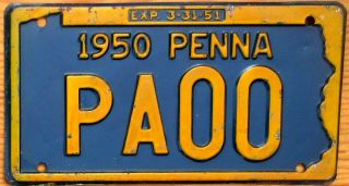 1950 Pennsylvania Sample License Plate Number Tag