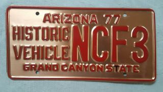 1977 Arizona Historic Vehicle Copper License Plate,  Orig Un - Restored