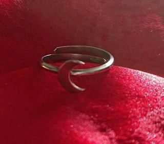 Adorable Adjustable Vintage Hallmarked Sterling Silver Moon Ring,  Size N,  1.  4 Gr