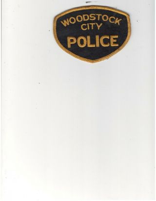 Vintage Gold Woodstock City Police Dept.  Shoulder Patch - Ontario - Canada