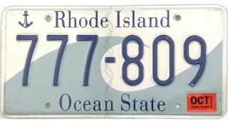99 Cent Recent Rhode Island Wave License Plate 777 - 809 Triple Lucky 7’s