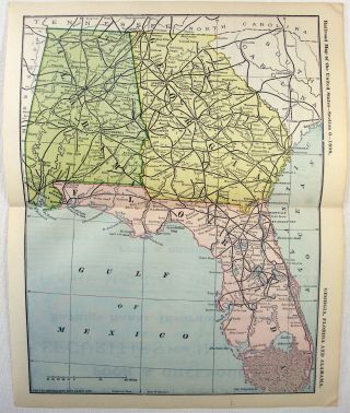 1898 Dated Railroad Map Of Georgia,  Florida & Alabama