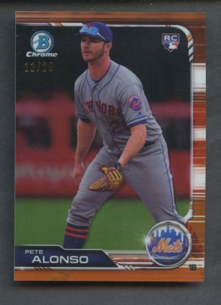 2019 Bowman Chrome Orange Refractor Pete Alonso Mets Rc Rookie /25