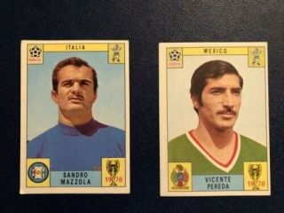 Panini Mexico 70 World Cup Stickers.  Mazzola And Pereda.  Vgc -