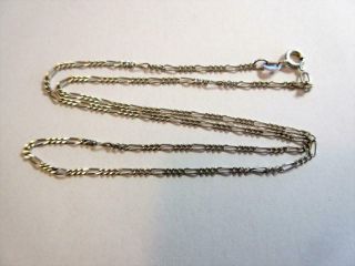 Vintage Sterling Silver 18 " Long Figaro Link Necklace,  Chain - 3g
