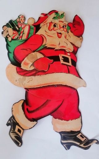 Vintage Beistle Santa Christmas Decoration Die Cut Jointed Santa Claus 18 "