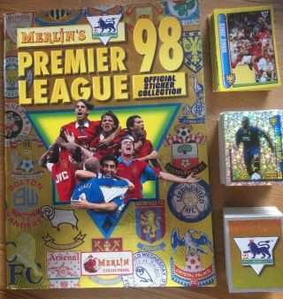 1998 98 Merlin Premier League - Complete Loose Sticker Set With Empty Album