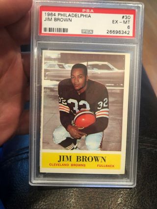 1964 Philadelphia 30 Jim Brown Psa 6 Ex - Mt Cleveland Browns E