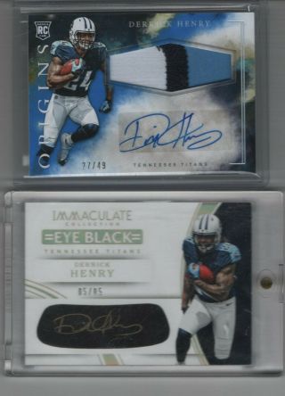 2016 Immaculate Derrick Henry Eye Black Rookie Auto 5/5 And Origins Rpa 27/49