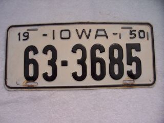 1950 Iowa License Plate 63 - 3685