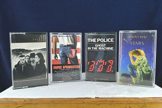 Vintage 4 Audio Cassette Tapes Music Rock U2 Police Simply Red Bruce Springsteen