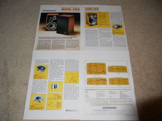 Pioneer Hpm - 100 Speaker Brochure,  4 Pages,  Specs,  Articles,  Info