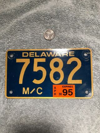 1995 Delaware Motorcycle License Plate 7582