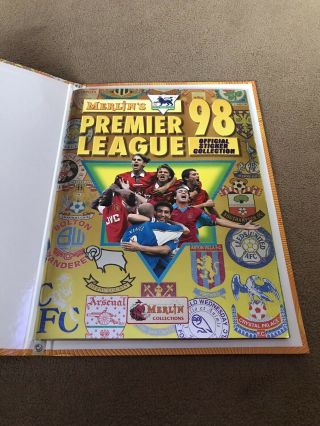 Premier League 98 Hardback Sticker Album - Merlin - 1998 - 90 Complete - UK 3