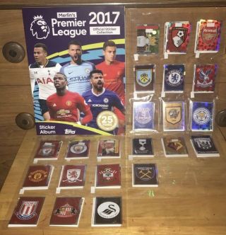 Merlins Topps 2017 Premier League Complete Loose Set & Sticker Album
