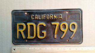 License Plate,  Black California,  1963,  Passenger,  Rdg 799