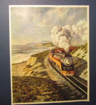 Old Vintage C.  1970 S.  P.  Railroad - Coast Daylight Train - Print - Harlan Hiney