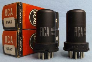 2 - Rca 6sa7 Vacuum Tubes Nos/nib Matched Pair 1956
