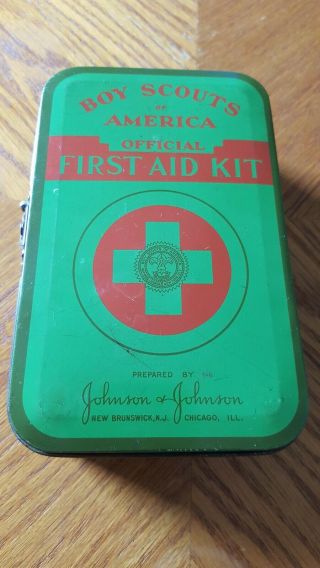 Vintage Boy Scouts Of America Official First Aid Kit Johnson & Johnson (tin Only)