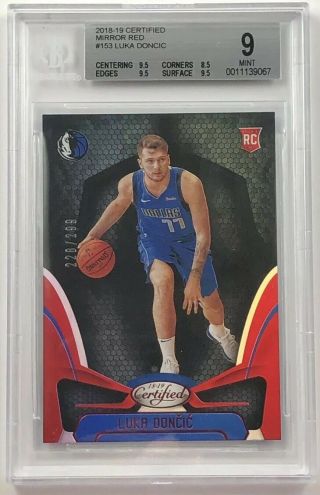2018 - 19 Certified Luka Doncic Rookie Red Mirror Refractor /299 Graded Bgs 9