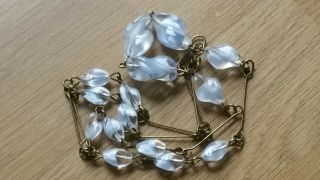 Czech Bi Colour Bluish And Clear Glass Bead Necklace Vintage Deco Style