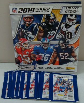 2019 Panini Nfl Stickers With Album 10 Packs With 5 Stickers Per Pack 