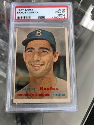 1957 Topps 302 Sandy Koufax Brooklyn Dodgers Hof Psa 4 Vg - Ex Mc