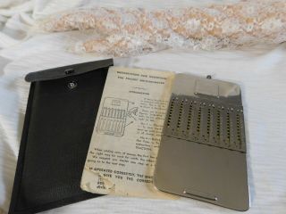 Vintage Tasco Pocket Arithmometer W/ Case,  Instructions,  Patent Applied For