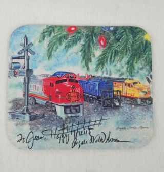 Angela Trotta Thomas Signed Christmas Trains Mouse Pad