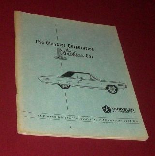 Chrysler Turbine Car: 1963 Engineering Technical Information Book & Related Info