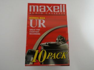 Maxell Audio Cassette Tapes 10 Pack Normal Bias Ur 90 Blank