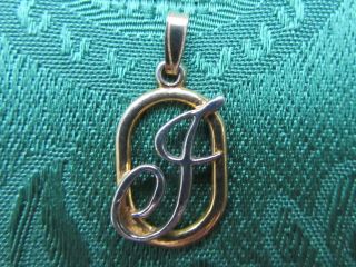 Vintage Letter Initial J Gold - Tone And Silver - Tone Necklace Pendant No Chain