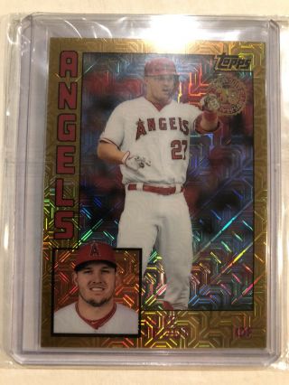 2019 Topps Update Mike Trout Chrome Silver Pack 1984 Gold Refractor 29/50 Angels