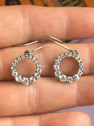 Vintage 925 Cz Mark Sterling Silver Cz Circle Earring