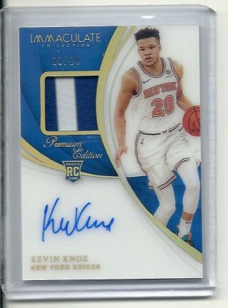 2018 - 19 Immaculate Kevin Knox Premium Edition Rookie Patch Auto 09/24