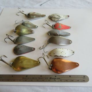 Fishing Lure 12 Vintage Unbranded 21/8 " Assorted Heavy Spoons