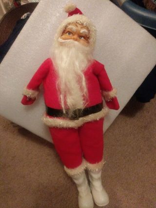 Vintage Rubber Face Stuffed Cloth Santa Clause Doll