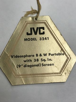 JVC Model 3241 Videosphere Portable TV Hang Tag Space Age Mod 2