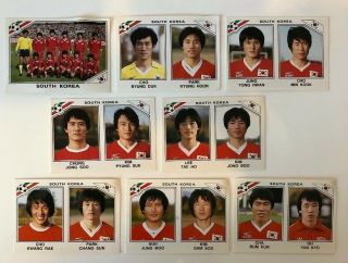 8 X South Korea Panini Mexico 86 Stickers With Back Football World Cup