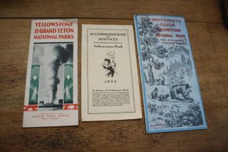 3 1934 Yellowstone National Park Travel Guides Accommodations Services Maps