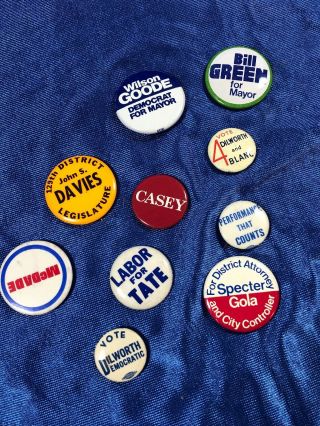 Vintage 60s 70s 80s Campaign Buttons Pin Philadelphia Mayors & Others (10)