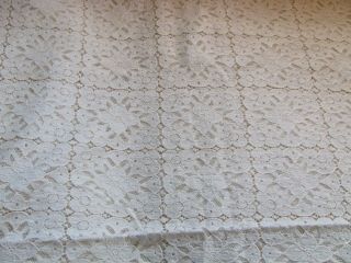 Vintage Cotton Lace Fabric Yardage - Ivory Color - Floral Pattern